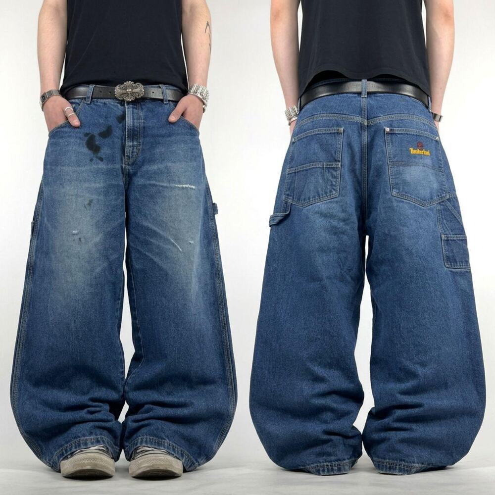 Vintage y2k timberland archive skater baggy wide leg embroidered jeans